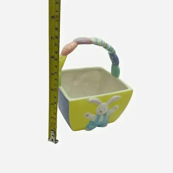 Ceramic Easter Basket Floral Vase Pastels Bunny Rabbit Egg Hunt Spring Baby - Picture 8 of 8